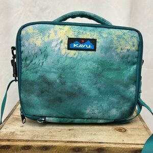 KAVU Teal and Yellow Lunch Bag